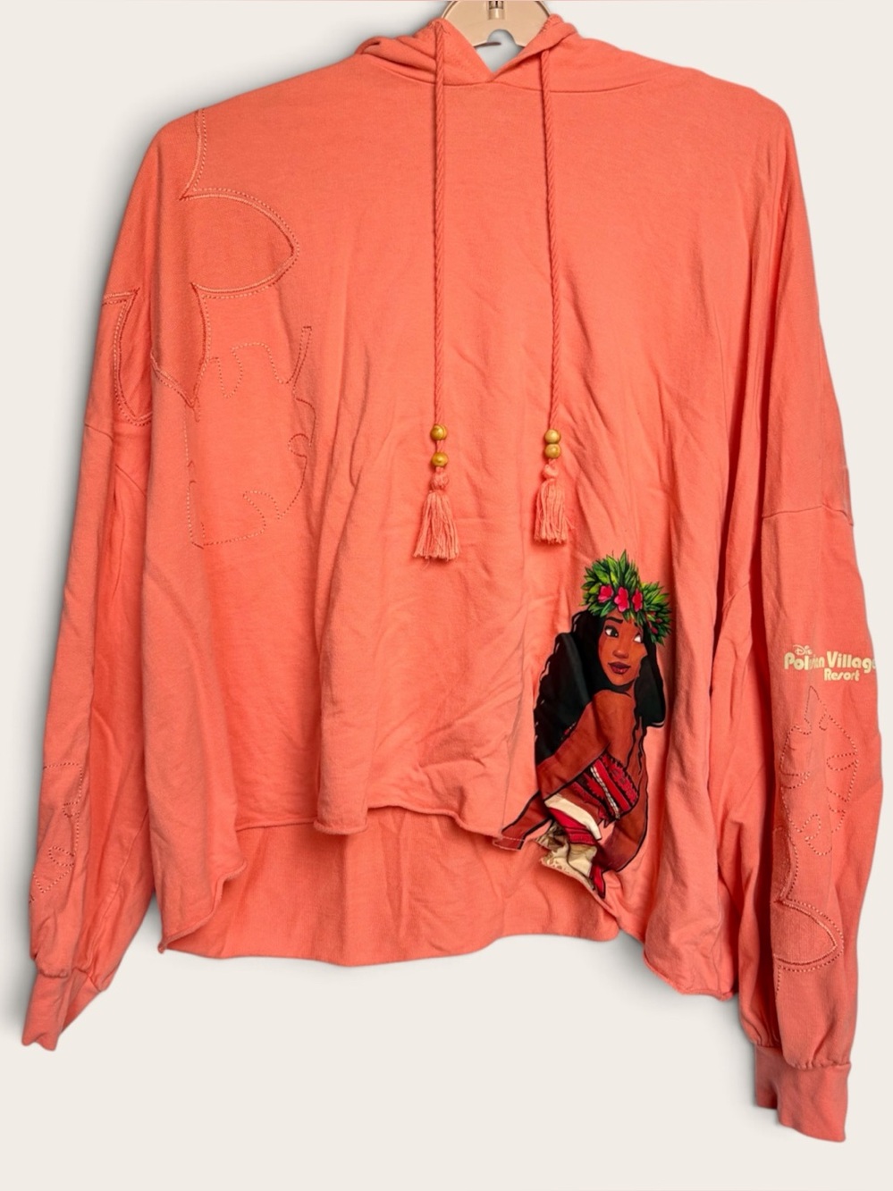 Disney Parks Moana Embroidered Hoodie 3XL Cropped Oversized Polynesian Resort